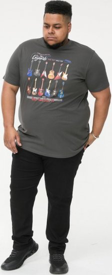 D555 JAIDEN Legends Guitar Printed Crew Neck T-Shirt Khaki - T-shirts - Grote Maten T-shirts Heren