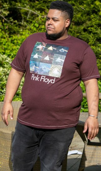 D555 DIVISION Official Pink Floyd Printed T-Shirt Burgundy - T-shirts - Grote Maten T-shirts Heren