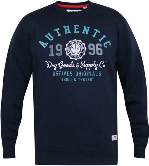 D555 KEYWORTH Authentic Printed Crew Neck Sweatshirt Navy - Sweaters & hoodies - Sweaters & Hoodies Grote Maten Heren