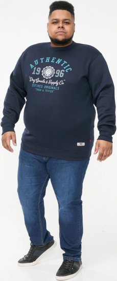 D555 KEYWORTH Authentic Printed Crew Neck Sweatshirt Navy - Sweaters & hoodies - Sweaters & Hoodies Grote Maten Heren