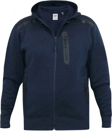 D555 GABRIEL Couture Zip Through Hoody With Reversible Zips Navy - Sweaters & hoodies - Sweaters & Hoodies Grote Maten Heren