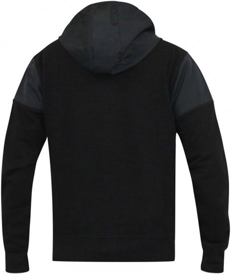 D555 DEAN Couture Zip Through Hoody With Woven Contrast Fabric Trim Black - Sweaters & hoodies - Sweaters & Hoodies Grote Maten Heren