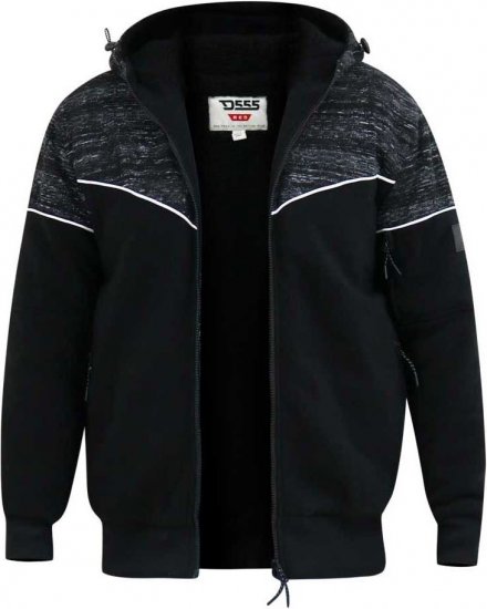 D555 HENNESSEY Zip Through Hoody With Sherpa Lining Black - Sweaters & hoodies - Sweaters & Hoodies Grote Maten Heren
