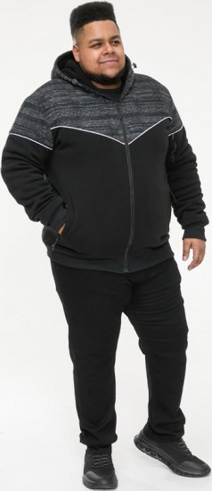 D555 HENNESSEY Zip Through Hoody With Sherpa Lining Black - Sweaters & hoodies - Sweaters & Hoodies Grote Maten Heren