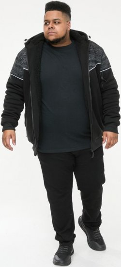 D555 HENNESSEY Zip Through Hoody With Sherpa Lining Black - Sweaters & hoodies - Sweaters & Hoodies Grote Maten Heren
