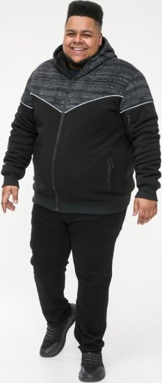 D555 HENNESSEY Zip Through Hoody With Sherpa Lining Black - Sweaters & hoodies - Sweaters & Hoodies Grote Maten Heren