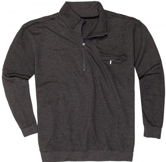 Adamo Athen Sweatshirt Half Zipper Charocal - Sweaters & hoodies - Sweaters & Hoodies Grote Maten Heren