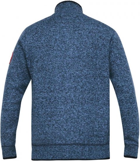 D555 ECCLES Cable Knitted Zip Through Sweater With Bonded Check Lining Denim Marl - Sweaters & hoodies - Sweaters & Hoodies Grote Maten Heren