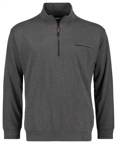 Adamo 159305 Sweater met opstaande kraag en rits Donkergrijs melange - Sweaters & hoodies - Sweaters & Hoodies Grote Maten Heren