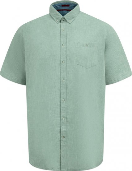 D555 Falmouth 2 Linen Mix Short Sleeve Shirt With Button Down Mint - Overhemden - Overhemden Grote Maten Heren