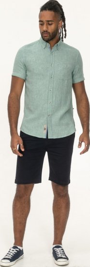 D555 Falmouth 2 Linen Mix Short Sleeve Shirt With Button Down Mint - Overhemden - Overhemden Grote Maten Heren