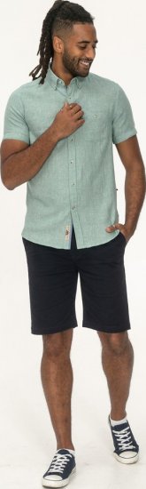 D555 Falmouth 2 Linen Mix Short Sleeve Shirt With Button Down Mint - Overhemden - Overhemden Grote Maten Heren