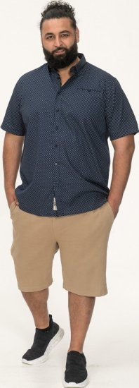 D555 Norwich Short Sleeve Micro AOP Shirt With Hidden Button Down Navy - Overhemden - Overhemden Grote Maten Heren