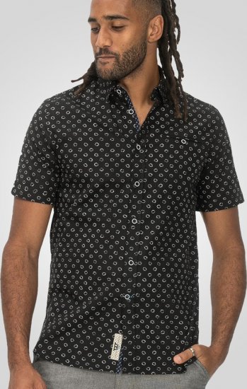 D555 Matlock Short Sleeve AOP Shirt With Hidden Button Down Black - Overhemden - Overhemden Grote Maten Heren