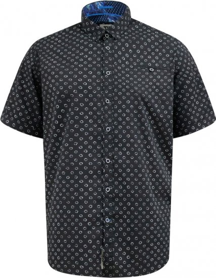 D555 Matlock Short Sleeve AOP Shirt With Hidden Button Down Black - Overhemden - Overhemden Grote Maten Heren