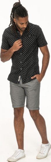 D555 Matlock Short Sleeve AOP Shirt With Hidden Button Down Black - Overhemden - Overhemden Grote Maten Heren
