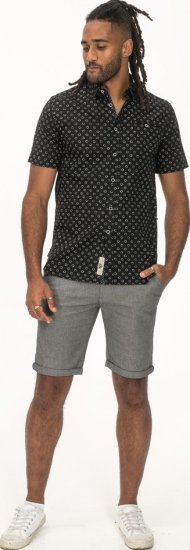 D555 Matlock Short Sleeve AOP Shirt With Hidden Button Down Black - Overhemden - Overhemden Grote Maten Heren