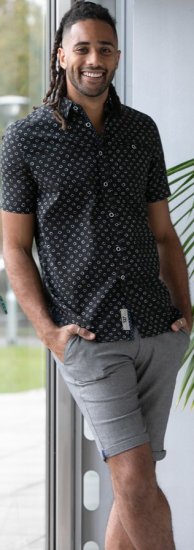 D555 Matlock Short Sleeve AOP Shirt With Hidden Button Down Black - Overhemden - Overhemden Grote Maten Heren