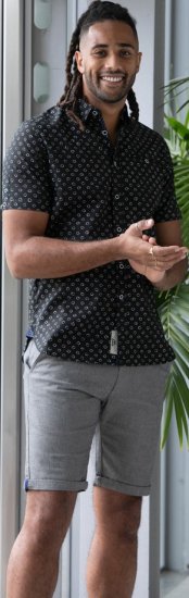 D555 Matlock Short Sleeve AOP Shirt With Hidden Button Down Black - Overhemden - Overhemden Grote Maten Heren