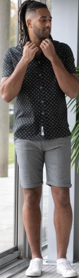 D555 Matlock Short Sleeve AOP Shirt With Hidden Button Down Black - Overhemden - Overhemden Grote Maten Heren