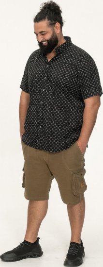 D555 Matlock Short Sleeve AOP Shirt With Hidden Button Down Black - Overhemden - Overhemden Grote Maten Heren