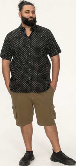 D555 Matlock Short Sleeve AOP Shirt With Hidden Button Down Black - Overhemden - Overhemden Grote Maten Heren