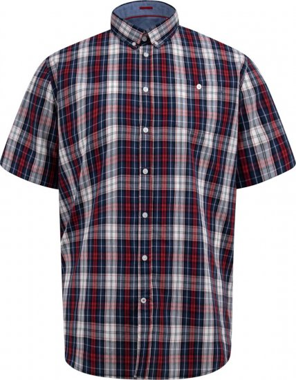 D555 Shields Button Down Collar Short Sleeve Shirt With Pocket Red Check - Overhemden - Overhemden Grote Maten Heren