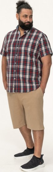 D555 Shields Button Down Collar Short Sleeve Shirt With Pocket Red Check - Overhemden - Overhemden Grote Maten Heren