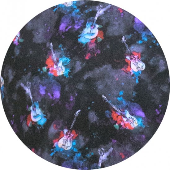 D555 Farnborough Short Sleeve Guitar AOP Shirt With Hidden Button Down Black - Overhemden - Overhemden Grote Maten Heren