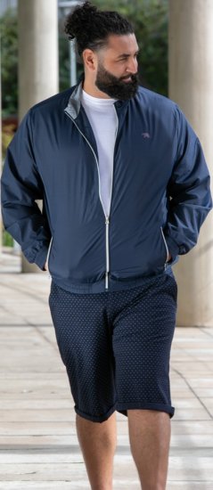 D555 Ealing Lightweight Zip Through Jacket With Zip Pockets Navy - Jassen - Grote Maten Herenjassen