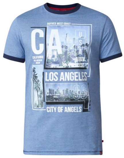 D555 Howie Fine Stripe T-shirt Blue - T-shirts - Grote Maten T-shirts Heren