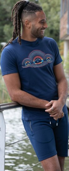 D555 Cheltenham Record With Reflection Printed T-shirt French Navy - T-shirts - Grote Maten T-shirts Heren