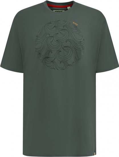 D555 Poole Circle Wave Printed Crew Neck T-shirt Khaki - T-shirts - Grote Maten T-shirts Heren