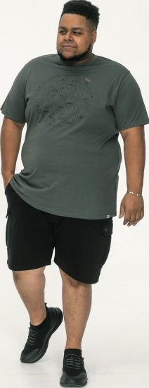 D555 Poole Circle Wave Printed Crew Neck T-shirt Khaki - T-shirts - Grote Maten T-shirts Heren