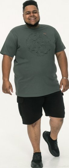 D555 Poole Circle Wave Printed Crew Neck T-shirt Khaki - T-shirts - Grote Maten T-shirts Heren