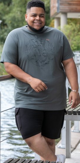 D555 Poole Circle Wave Printed Crew Neck T-shirt Khaki - T-shirts - Grote Maten T-shirts Heren