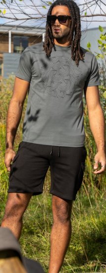 D555 Poole Circle Wave Printed Crew Neck T-shirt Khaki - T-shirts - Grote Maten T-shirts Heren