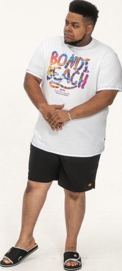 D555 SYDNEY Multi Coloured Bondi Beach Printed T-Shirt White - T-shirts - Grote Maten T-shirts Heren