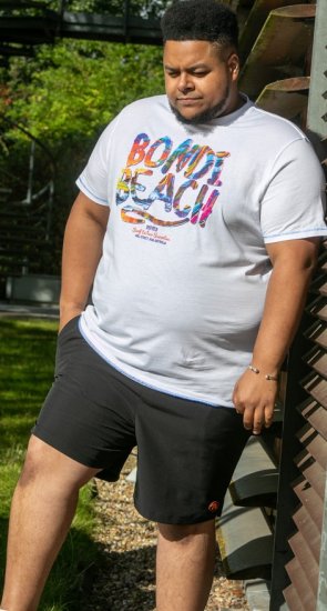 D555 SYDNEY Multi Coloured Bondi Beach Printed T-Shirt White - T-shirts - Grote Maten T-shirts Heren