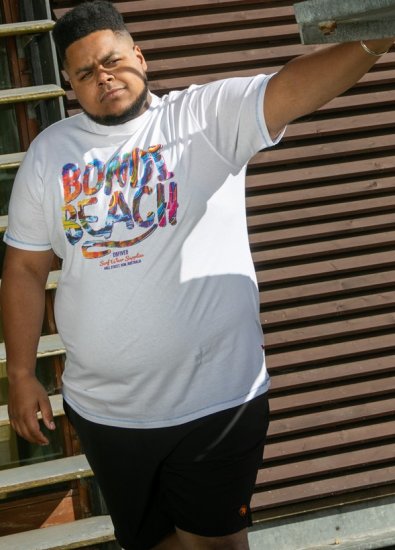 D555 SYDNEY Multi Coloured Bondi Beach Printed T-Shirt White - T-shirts - Grote Maten T-shirts Heren