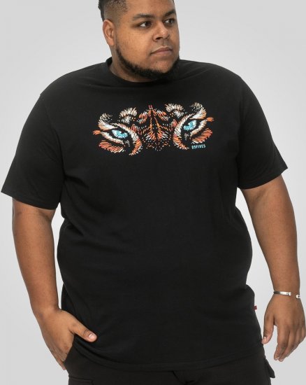 D555 Leamington Tiger Eyes Printed Crew Neck T-shirt Black - T-shirts - Grote Maten T-shirts Heren