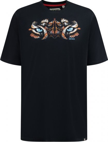 D555 Leamington Tiger Eyes Printed Crew Neck T-shirt Black - T-shirts - Grote Maten T-shirts Heren