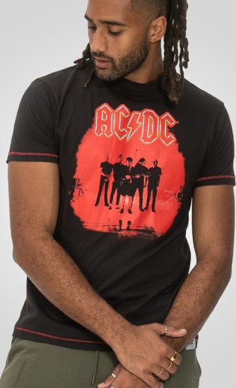 D555 Uxbridge Official ACDC Band Printed Crew Neck T-Shirt Washed Black - T-shirts - Grote Maten T-shirts Heren
