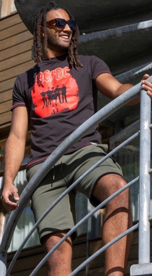 D555 Uxbridge Official AC/DC Band Printed Crew Neck T-Shirt Washed Black TALL SIZES - T-shirts - Grote Maten T-shirts Heren