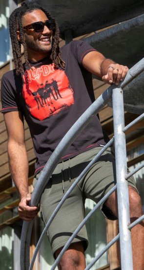 D555 Uxbridge Official AC/DC Band Printed Crew Neck T-Shirt Washed Black TALL SIZES - T-shirts - Grote Maten T-shirts Heren