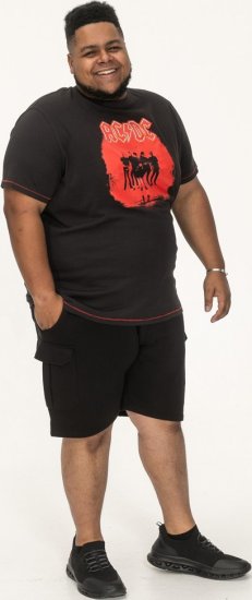 D555 Uxbridge Official AC/DC Band Printed Crew Neck T-Shirt Washed Black TALL SIZES - T-shirts - Grote Maten T-shirts Heren