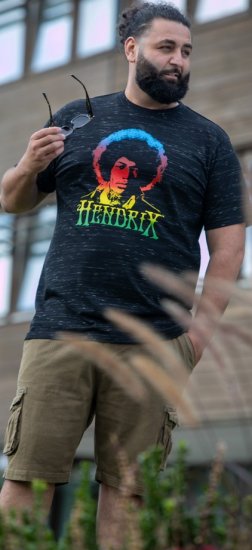D555 Hendrix Official Jimi Hendrix Printed Crew Neck T-Shirt Black Reno - Band T-shirts - 