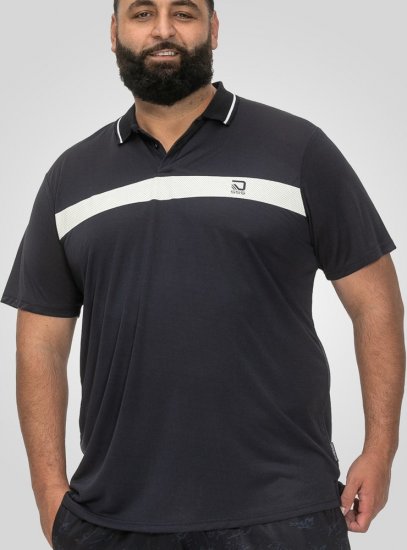 D555 Hinckley Stretch Polo With Contrast Tipping Collar Navy - Polo shirts - Grote Maten Poloshirts Heren