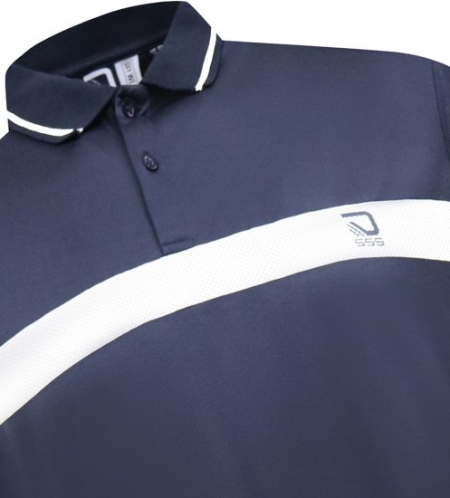 D555 Hinckley Stretch Polo With Contrast Tipping Collar Navy - Polo shirts - Grote Maten Poloshirts Heren
