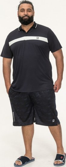 D555 Hinckley Stretch Polo With Contrast Tipping Collar Navy - Polo shirts - Grote Maten Poloshirts Heren
